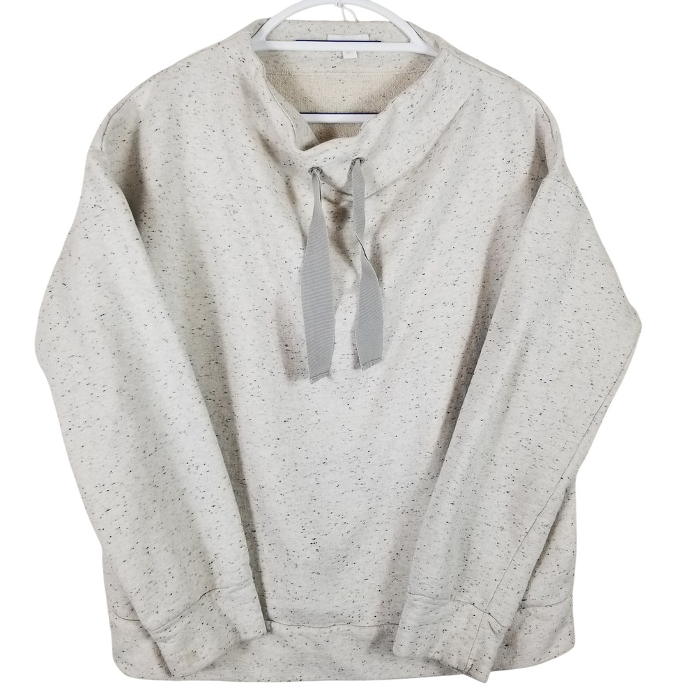 COS Speckled Funnel Neck Sweatshirt Womens Large Oatmeal Grey Cotton Pullover